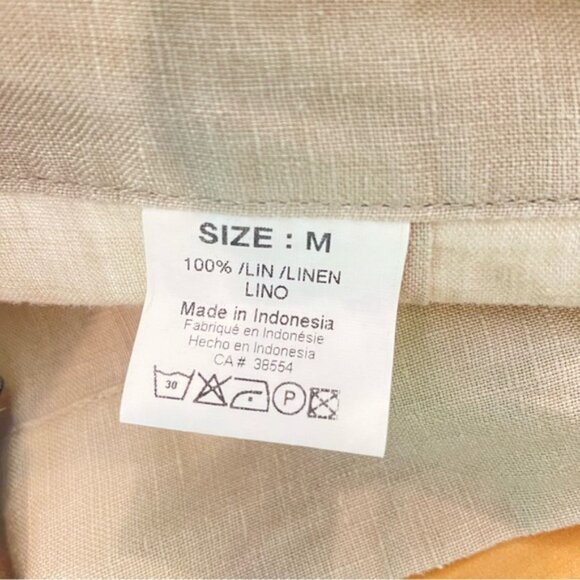 Breezed TARAVAO Flowy trousers pants 100% linen neutral tan size medium wide leg - Picture 11 of 13